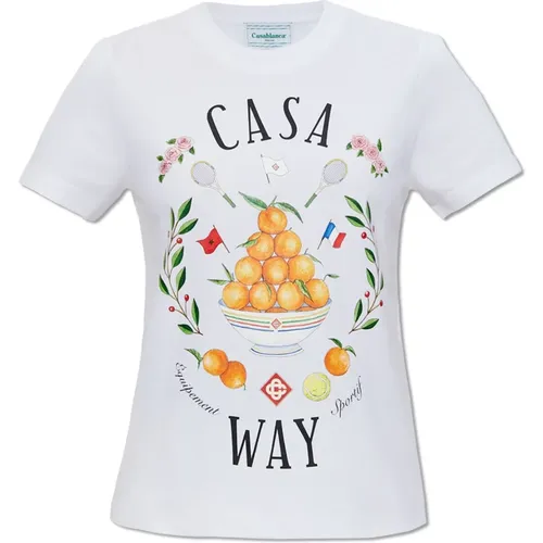 Printed T-shirt , female, Sizes: L, S, M, XS - Casablanca - Modalova