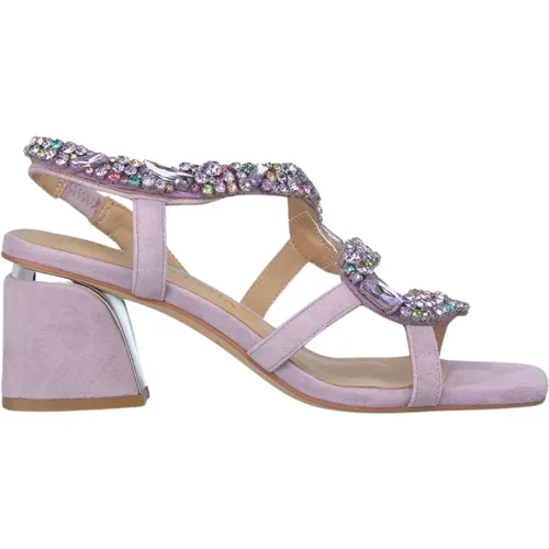 Snake Heel Sandal with Jeweled Strap , female, Sizes: 8 UK, 3 UK - Alma en Pena - Modalova