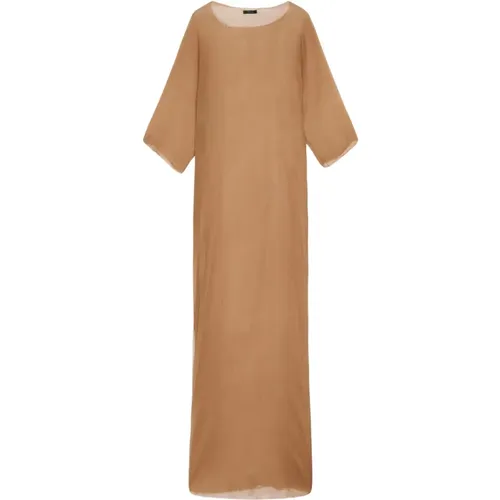 Silk Bronze Long Dress Side Slit , female, Sizes: L, S, M - Cortana - Modalova