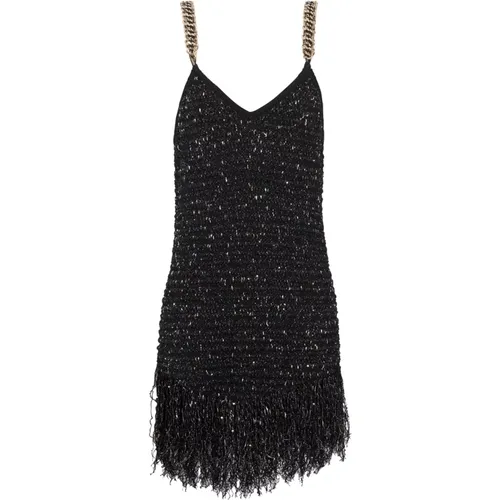 Fringed lurex tweed dress , female, Sizes: M - Balmain - Modalova