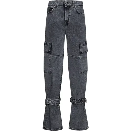 Graue Denim Wide Leg Jeans , Damen, Größe: W25 - 7 For All Mankind - Modalova