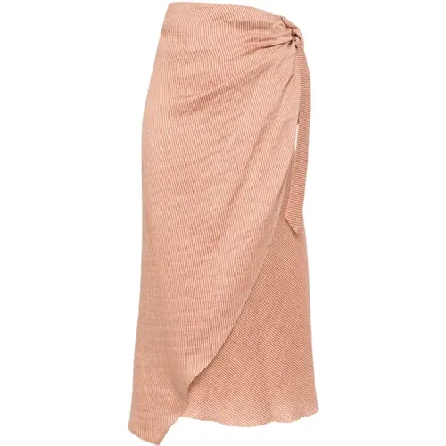 Linen Blend Striped Skirt , female, Sizes: ONE SIZE - Alysi - Modalova