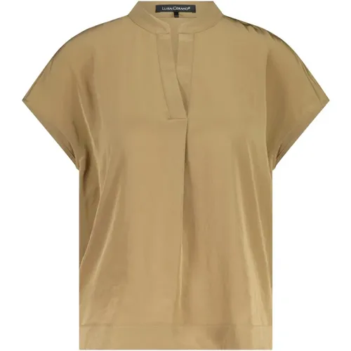 Glänzende Bluse mit V-Ausschnitt - LUISA CERANO - Modalova