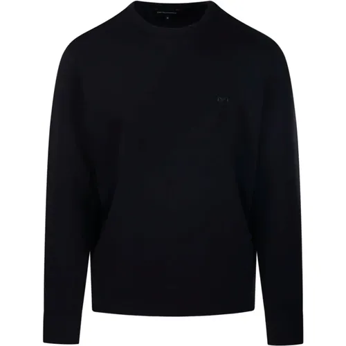 Klassischer Rundhals-Sweatshirt in Schwarz , Herren, Größe: M - Emporio Armani - Modalova