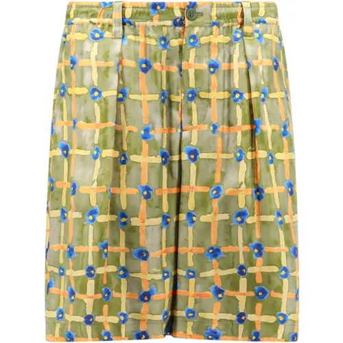 Multicolor Seiden Bermuda Shorts für Herren , Herren, Größe: XL - Marni - Modalova