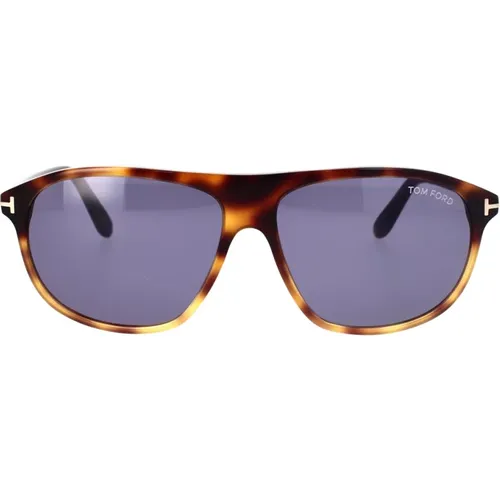 Klassische quadratische Sonnenbrille in Havana Blau , unisex, Größe: 60 MM - Tom Ford - Modalova