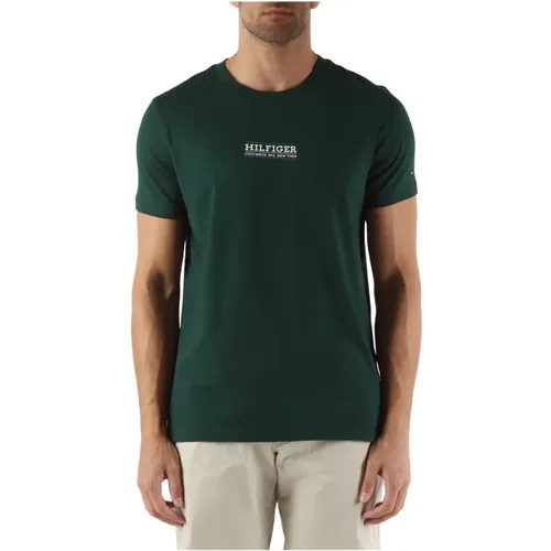 Baumwoll-T-Shirt mit Frontlogo-Druck , Herren, Größe: M - Tommy Hilfiger - Modalova