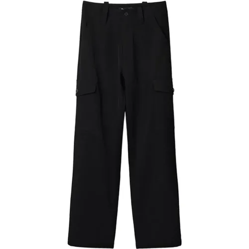 Plain Trousers with Zip and Button Fastening , female, Sizes: M, XS, L, S - Desigual - Modalova