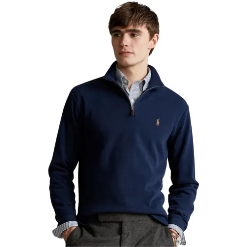 Marineblauer Logo Pullover mit Reißverschluss - Ralph Lauren - Modalova