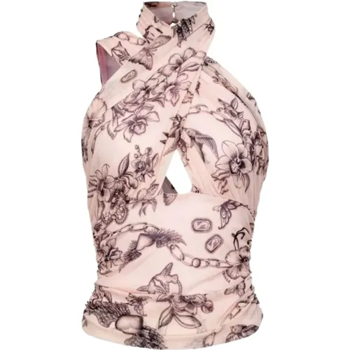 Casual Floral Print Sleeveless Top , female, Sizes: M - pinko - Modalova
