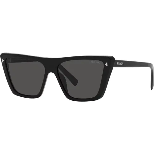 Schwarze/Dunkelgraue Sonnenbrille , Damen, Größe: 55 MM - Prada - Modalova
