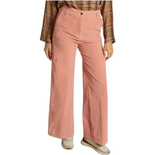 Rosa Baumwollhose mit geradem Schnitt und italienischen Taschen , Damen, Größe: S - Diega - Modalova