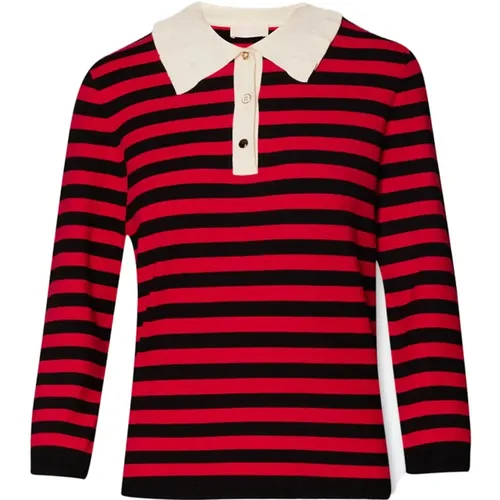 Striped Polo Shirt with Jewel Buttons , female, Sizes: S, M - Liu Jo - Modalova