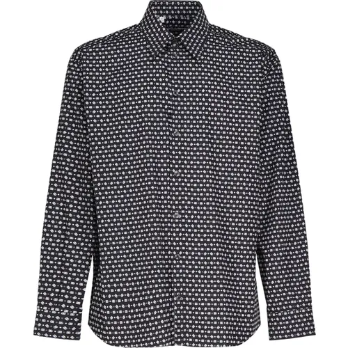 Baumwollhemd mit Logo-Motiv,Schwarze Popeline Micro Logo Hemden - Dolce & Gabbana - Modalova