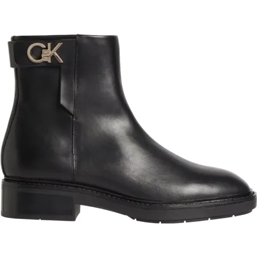 Leather Rubber Sole Ankle Boot , female, Sizes: 4 UK, 3 UK, 8 UK, 5 UK - Calvin Klein - Modalova