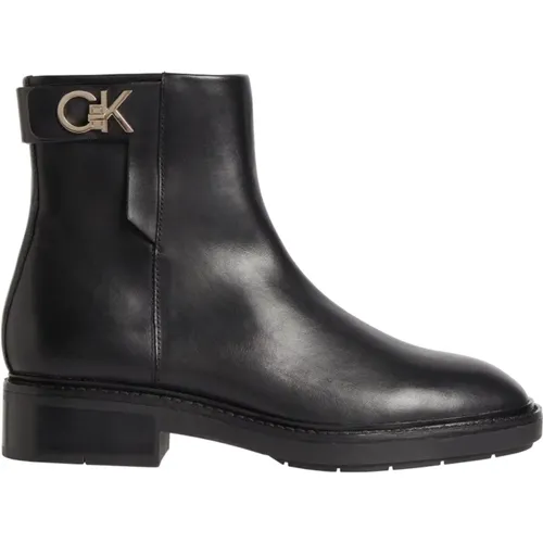Leather Rubber Sole Ankle Boot , female, Sizes: 4 UK, 3 UK, 8 UK, 7 UK, 5 UK, 6 UK - Calvin Klein - Modalova