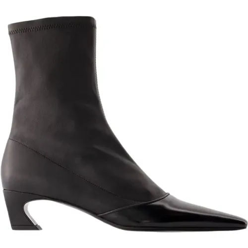 Schwarze Leder Bano Stiefel - Spitze Zehen , Damen, Größe: 37 EU - Acne Studios - Modalova