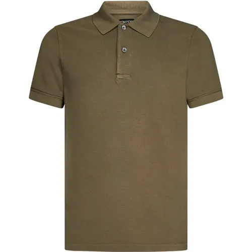 T-Shirts,Indigo Piqué Tennis Polo Shirt - Tom Ford - Modalova