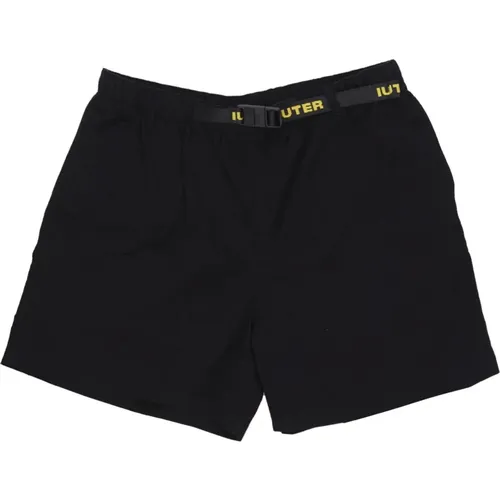 Schwarze Elastische Taille Shorts Leichter Stoff , Herren, Größe: XL - IUTER - Modalova