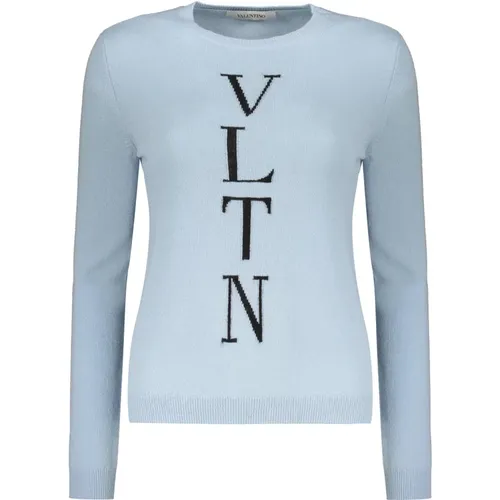 Gerippter Wollpullover mit Frontlogo - Valentino - Modalova