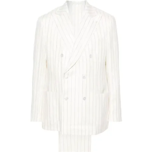 Vertical Stripe Linen Suit Set , male, Sizes: L - Luigi Bianchi Mantova - Modalova