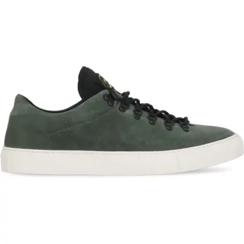 Grüne Wildleder Sneakers Runde Spitze , Herren, Größe: 43 EU - Stone Island - Modalova