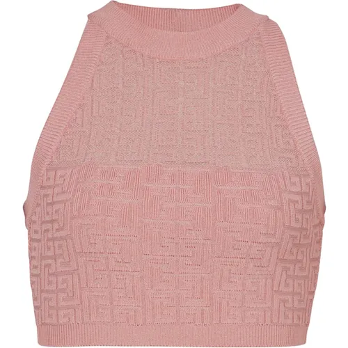 PB Labyrinth knit top , female, Sizes: M, XS - Balmain - Modalova