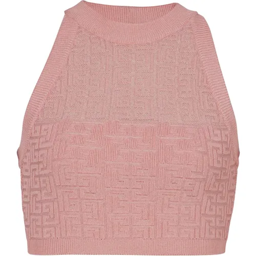 PB Labyrinth knit top , female, Sizes: M, XS, S - Balmain - Modalova