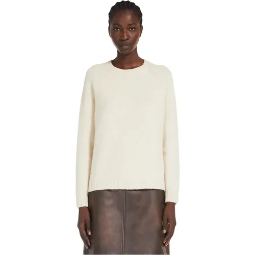 Beiger Rundhalsausschnitt Alpaka Baumwolle Pullover , Damen, Größe: S - Max Mara Weekend - Modalova