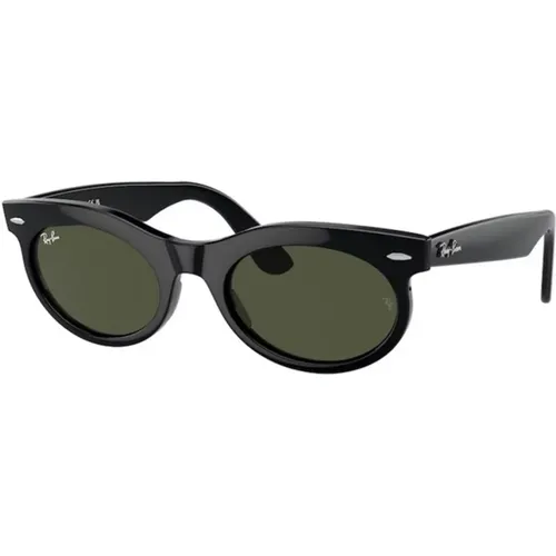 Ovale Sonnenbrille Schwarz Grüne Gläser , Damen, Größe: 53 MM - Ray-Ban - Modalova