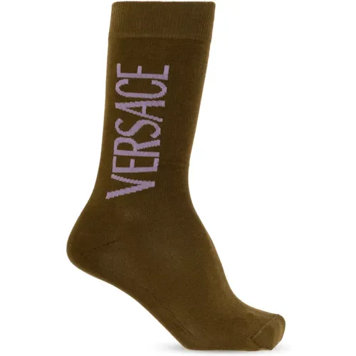 Socks with logo , male, Sizes: S - Versace - Modalova