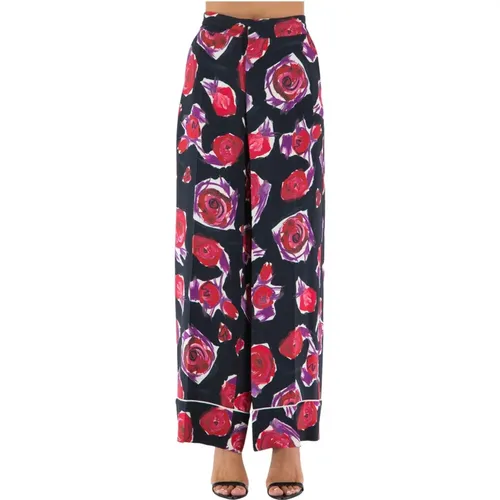 Cropped Hose mit Blumenmuster , Damen, Größe: XS - Marni - Modalova
