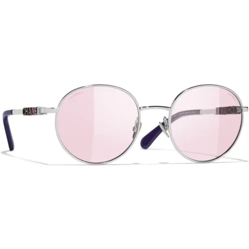 Silberner Rahmen Rosa Verlauf Sonnenbrille - Chanel - Modalova