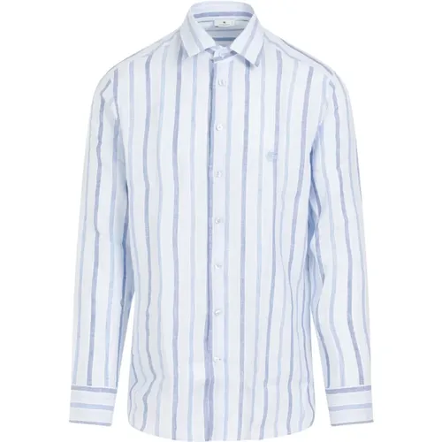Blue Striped Linen Shirt , male, Sizes: 2XL, XL, 3XL - ETRO - Modalova