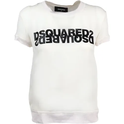 Silk T-Shirt with Seta Art , female, Sizes: 2XS - Dsquared2 - Modalova