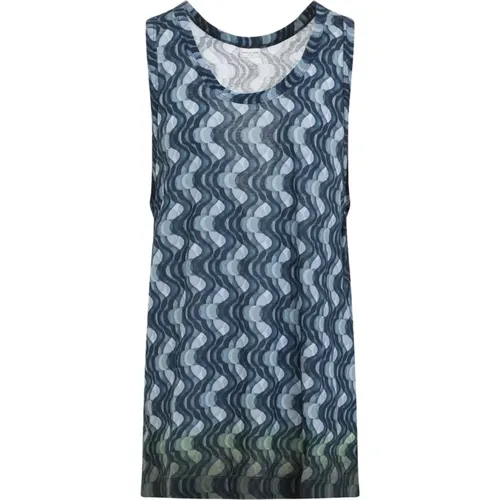 Geometrisches Tank Top Blau Grün Grau , Herren, Größe: XL - Dries Van Noten - Modalova