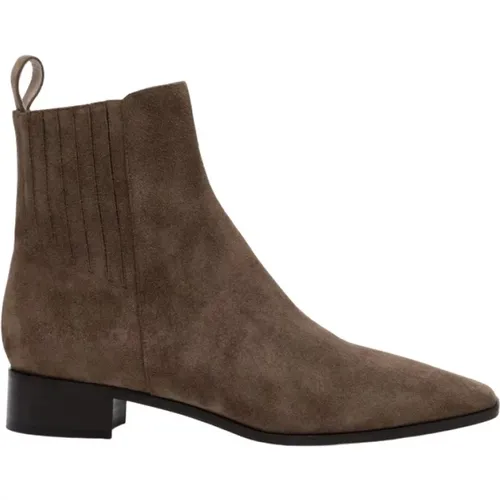 Taupe Wildleder Chelsea Stiefel mit Lederelementen , Damen, Größe: 38 1/2 EU - PARALLELE - Modalova