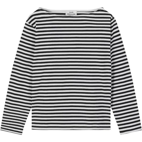 Weiche einfarbige Seidentops T-Shirts 203412 Schwarz , Damen, Größe: XL - Mads Nørgaard - Modalova