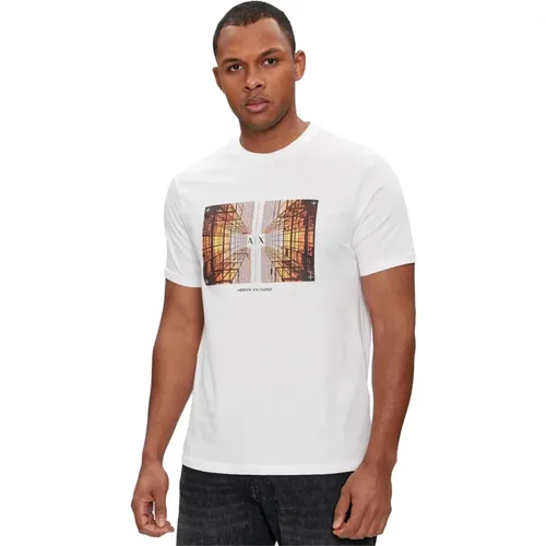 Logo-Print Baumwoll-T-Shirt , Herren, Größe: L - Armani Exchange - Modalova