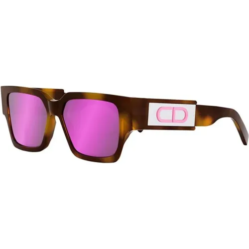Havana/Other Gradient Mirror Violet Sunglasses , female, Sizes: 55 MM - Dior - Modalova