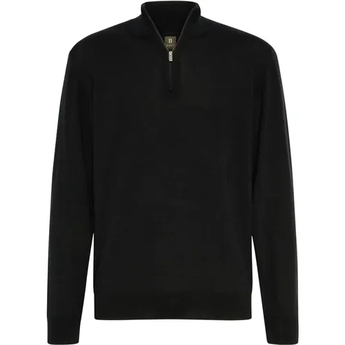 Merino-Woll-Halbzip-Pullover , Herren, Größe: S - Boggi Milano - Modalova