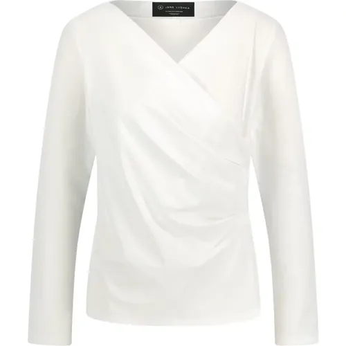 Wickelsilhouette V-Ausschnitt Bluse Weiß , Damen, Größe: S - Jane Lushka - Modalova