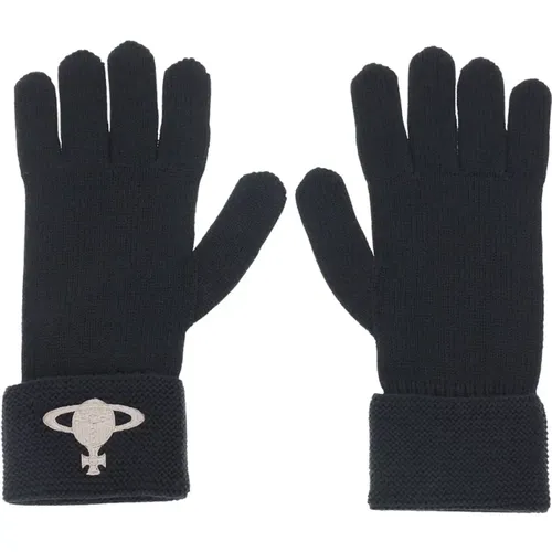 Knitted Wool Gloves with Orb Logo , unisex, Sizes: S/M, L/XL - Vivienne Westwood - Modalova