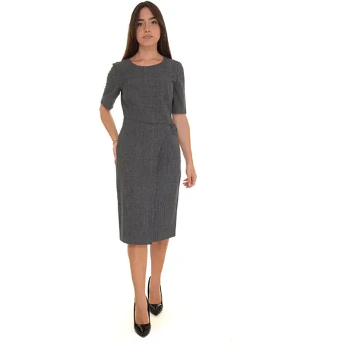 Glencheck Sheath Kleid mit Kurzen Ärmeln , Damen, Größe: 2XL - Boss - Modalova