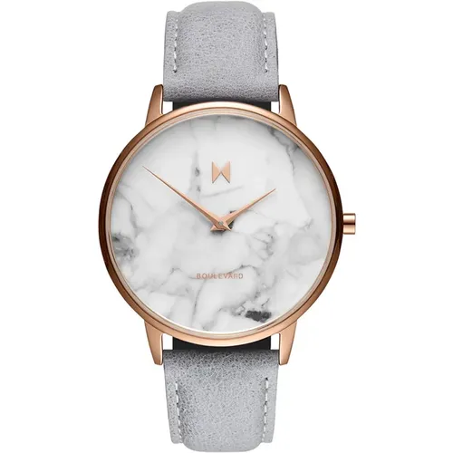 Rosegold Boulevard Watch with Grey Leather , female, Sizes: ONE SIZE - Mvmt - Modalova