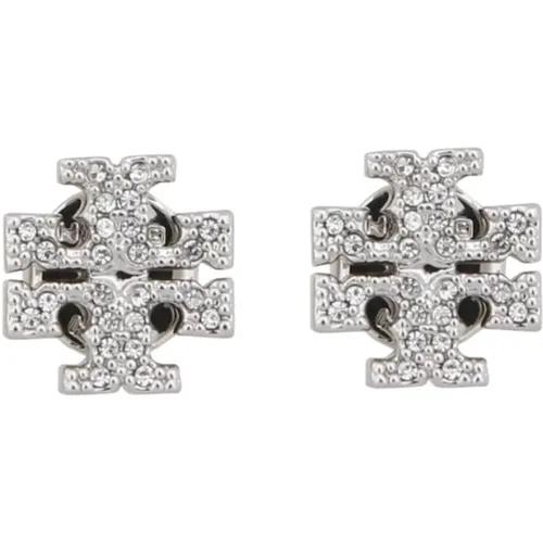 Crystal Logo Stud Earrings , female, Sizes: ONE SIZE - TORY BURCH - Modalova