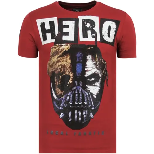 Hero Mask Rhinestones - Sommer T-Shirt Herren - 6323B , Herren, Größe: L - Local Fanatic - Modalova
