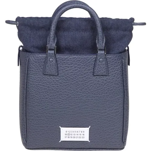 Blaue Lederhandtasche mit Zugverschluss - Maison Margiela - Modalova