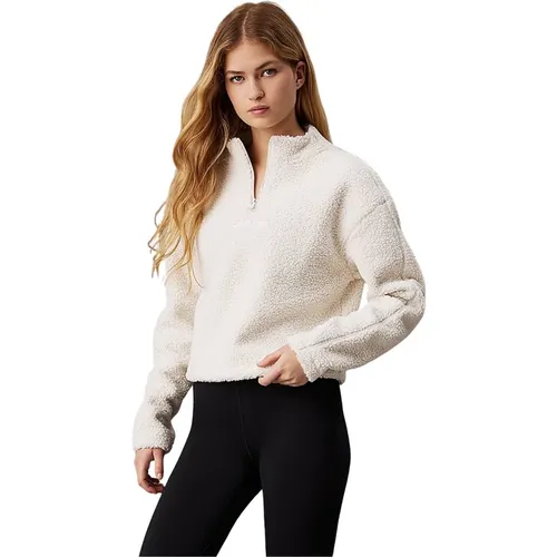 Sherpa Half Zip Pullover Jacke , Damen, Größe: M - Calvin Klein - Modalova