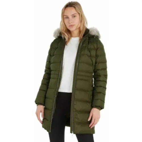 Tyra Daunenjacke mit Pelz , Damen, Größe: M - Tommy Hilfiger - Modalova